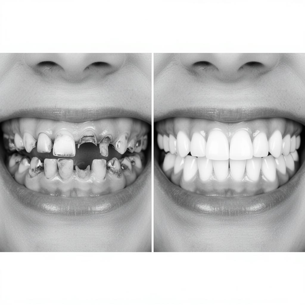 Before and after full-arch restoration