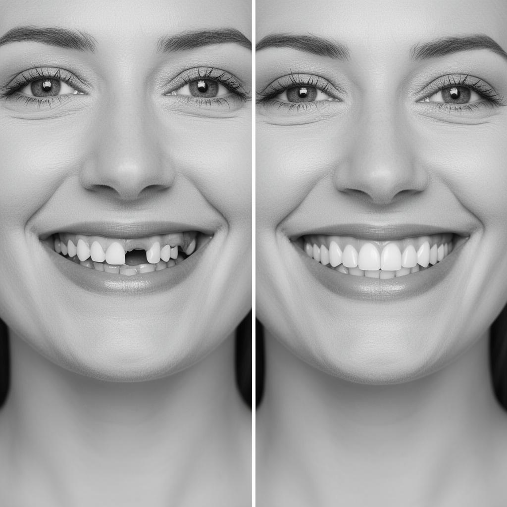 Before and after single-tooth implant