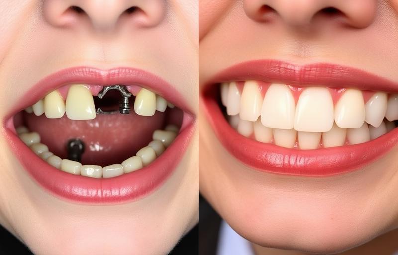 Single Dental Implant before and after